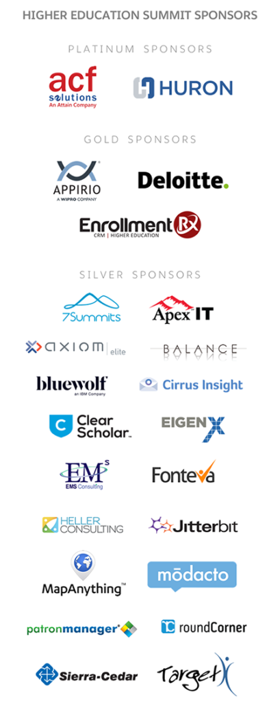 Sponsors of Higher Ed Summit 2017