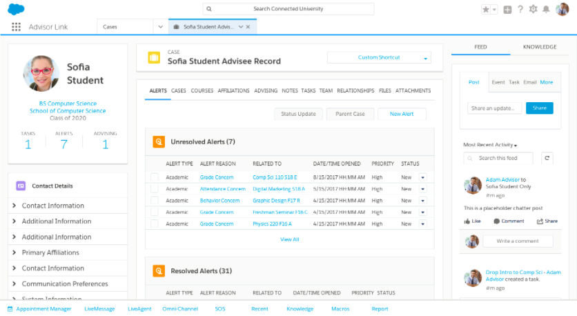 Salesforce Advisor Link unified student record