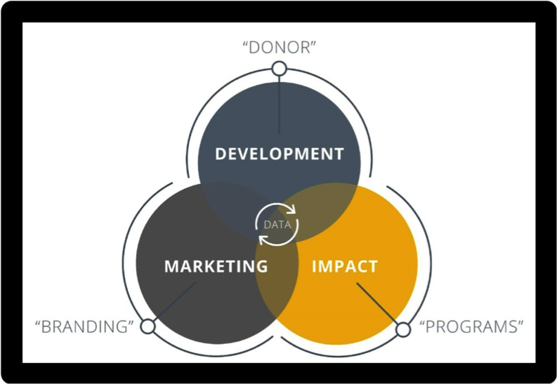 how data intersects with donors, branding, and programs through nonprofit marketing, impact measurement and fundraising or development.
