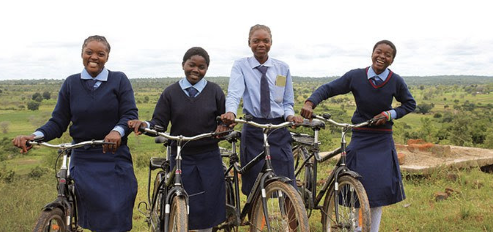 girls with buffalo bicycles