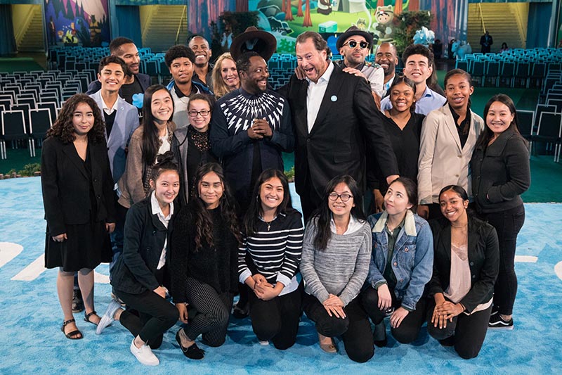 A group of “future executives” from College Track, with Marc Benioff at Dreamforce 2017