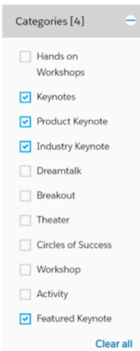 Find Dreamforce keynotes in Agenda Builder