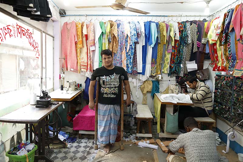 Abdus in his current workplace in Dhaka, Bangladesh