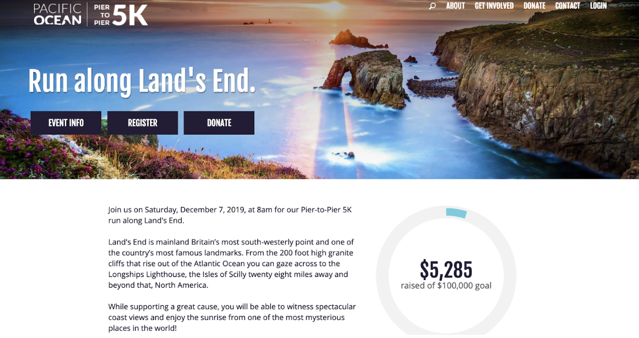An example of a peer to peer fundraising page for nonprofits.