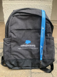 Look for the Higher Ed Advisory Council and backpack at Salesforce.org events, and say hello to Council members!