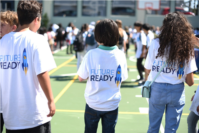 Students at Presidio Middle School at part of a carnival celebrating Salesforce reinvesting in public education.