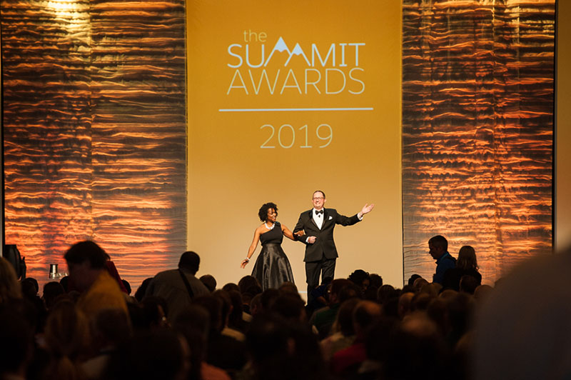 Our Hosts, Leah McGowen and Jim Stroka, at last year’s Summit Awards.