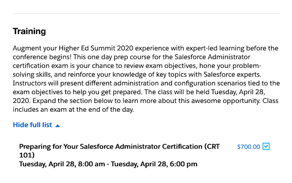 Sign up for Admin certification when you register for Higher Ed Summit!