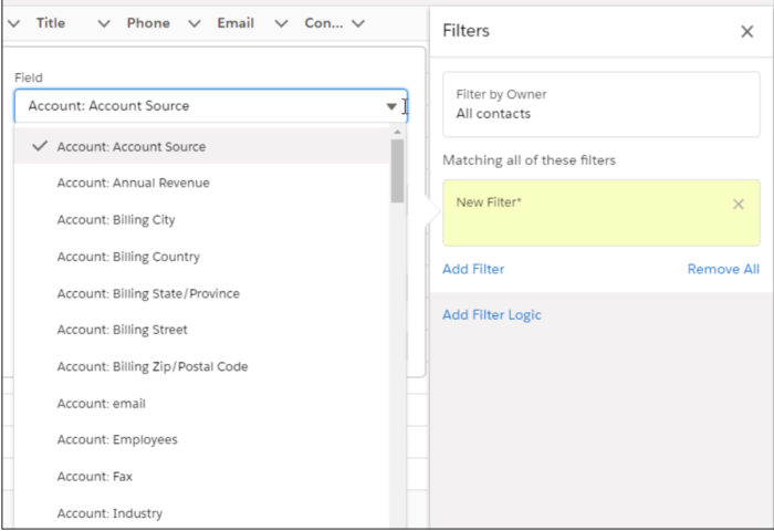 Filter a contact list with Account Criteria