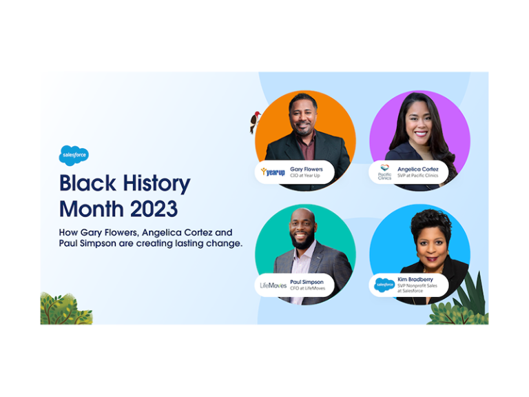 A graphic titled “Black History Month 2023: How Gary Flowers, Angelica Cortez, and Paul Simpson are creating lasting change