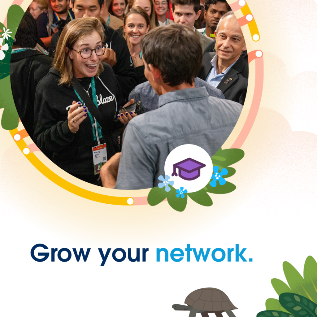 Creative graphic promoting growing your network at Education Summit 2023